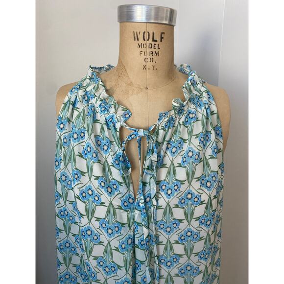 Max Studio Light Blue Sleeveless A-Line Top with Drawstring Neckline size L nwt - Picture 4 of 9